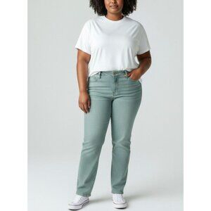 Mossimo Supply Co. Womens Aqua Blue Denim Jeans Size 15 Mid-Rise Straight Leg Co